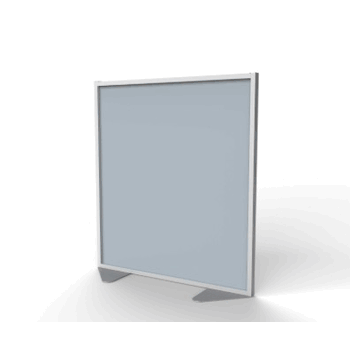 Floor Partition with Aluminum Frame and Full Panel Infill, Silver Vinyl, 54"H x 48"W - Click to enlarge