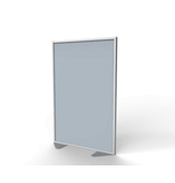 Floor Partition with Aluminum Frame and Full Panel Infill, Silver Vinyl, 72"H x 48"W
