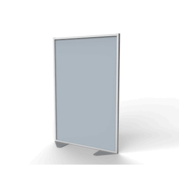 Floor Partition with Aluminum Frame and Full Panel Infill, Silver Vinyl, 72"H x 48"W - Click to enlarge