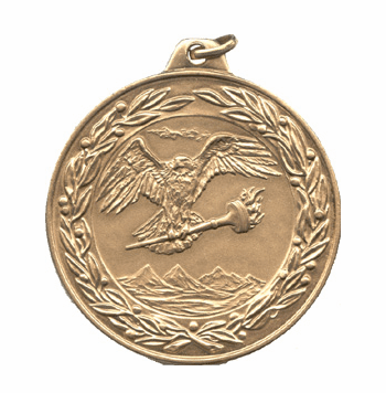 Flying Eagle With Torch: 2" Olympic-Style J-Series Medals - Click to enlarge