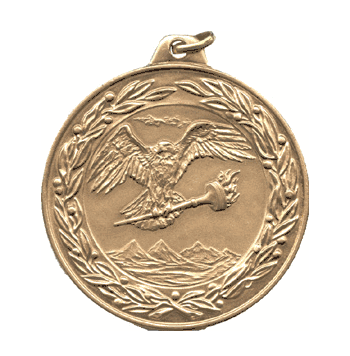 Flying Eagle With Torch: 2" Olympic-Style J-Series Medals - Click to enlarge