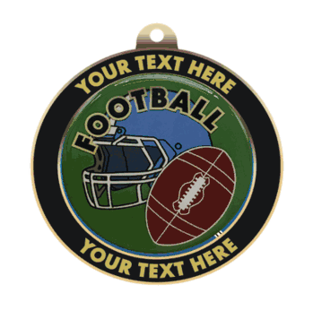 Football Insert Medal with Personalized Rim - Click to enlarge