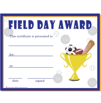 Free Field Day Award Template - Click to enlarge
