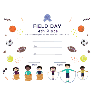 Free Field Day Template - 4th Place - Click to enlarge