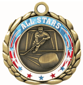 Front Personalized Medal - Hockey Design - Click to enlarge