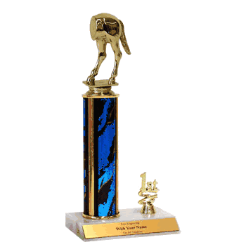 Funny Trophies With Place Trim (1st, 2nd, or 3rd) - Horses Rear Gag - Click to enlarge