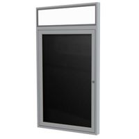 1 Door Vinyl Letter Board with Satin or Dark Bronze Illuminated Headliner Frame, 3'H x 2'W, Black