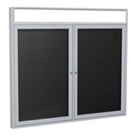 2 Door Vinyl Letter Board with Satin or Dark Bronze Illuminated Headliner Frame, 3'H x 4'W, Black