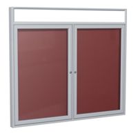 2 Door Vinyl Letter Board with Satin or Dark Bronze Illuminated Headliner Frame, 3'H x 4'W, Burgundy