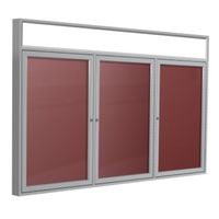 3 Door Vinyl Letter Board with Satin or Dark Bronze Illuminated Headliner Frame, 4'H x 8'W, Burgundy
