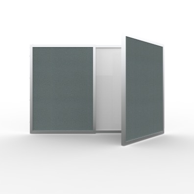 Ghent VisuALL PC Whiteboard Cabinet With Fabric Bulletin Board Exterior Doors Gray - View #7