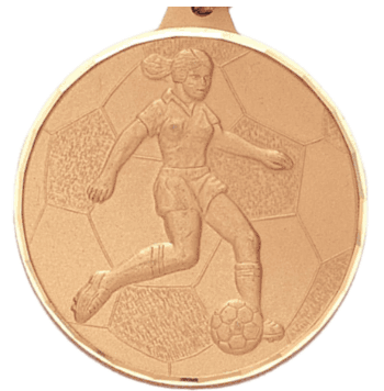 Girls / Female Soccer Player - 2 Inch Diamond Cut Edge Medal with Ribbon - Click to enlarge