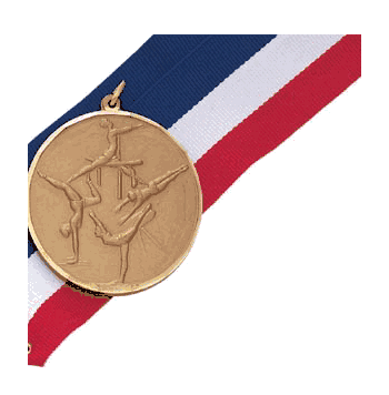 Girls Gymnastics - 2 Inch Diamond Cut Edge Medal with Ribbon - Click to enlarge