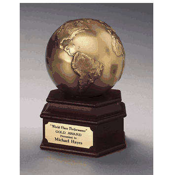 Globe Award on Walnut Base - Click to enlarge