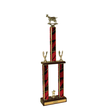 Goat Two-Tier Championship Trophy w/ Wood Base - Click to enlarge