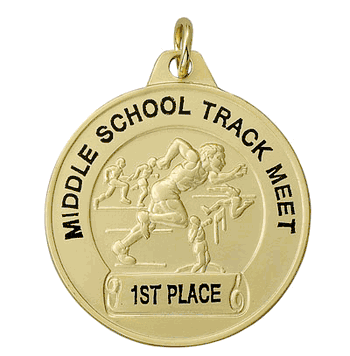 Gold Boy's Track Front Imprint Medals - Click to enlarge