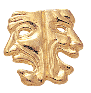 Gold Drama Mask Lapel Pins - Click to enlarge