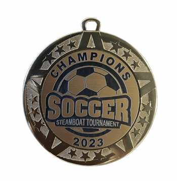 Custom Artwork Epoxy Dome Insert Medal - Gold Frame, 2 3/4" - Click to enlarge