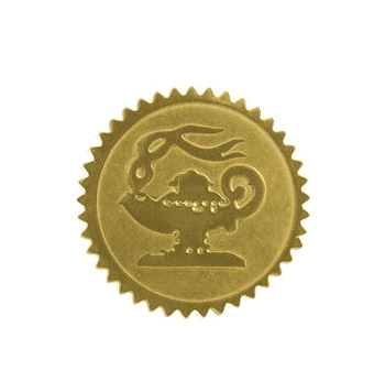 Gold Lamp of Learning Certificate Seals - Click to enlarge