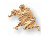 Gold Wrestling Letter Lapel Pin