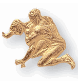 Gold Wrestling Letter Lapel Pin