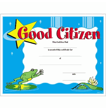 Good Citizen Certificates - Click to enlarge