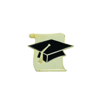 Graduation Scroll / Cap Enameled Pin - Click to enlarge