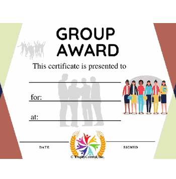 Group Award Certificate - Free Template - Click to enlarge