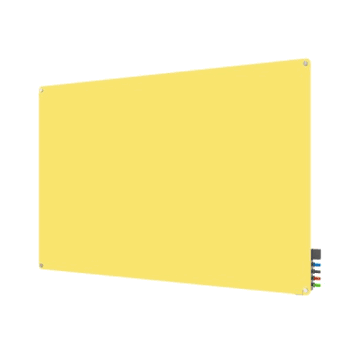 Harmony Magnetic Glass Board with Radius Corners, 3'H x 4'W, Yellow - Click to enlarge