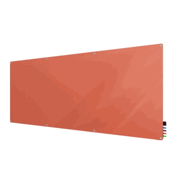 Harmony Magnetic Glass Board with Radius Corners, 4'H x 10'W, Peach - Click to enlarge
