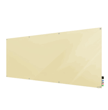 Harmony Magnetic Glass Board with Square Corners, 4'H x 10'W, Beige - Click to enlarge