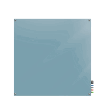 Harmony Magnetic Glass Board with Square Corners, 4'H x 4'W, Denim - Click to enlarge