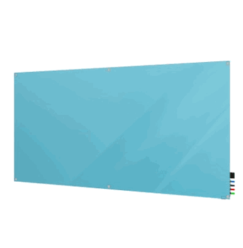 Harmony Magnetic Glass Board with Square Corners, 4'H x 6'W, Blue - Click to enlarge