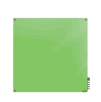 Harmony Glass Board with Square Corners, 4'H x 4'W, Green - Click to enlarge
