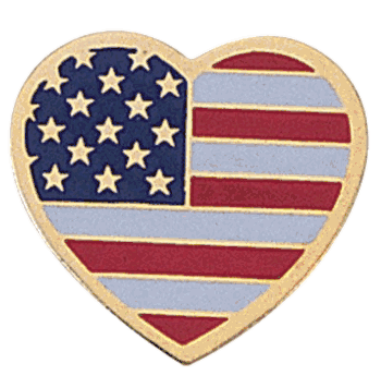 Heart Shaped Flag Pin - Click to enlarge