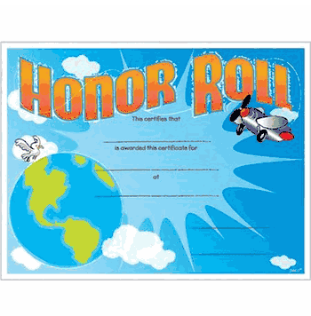 Honor Roll (Airplane Design) Certificate - Click to enlarge