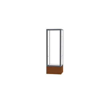 Keepsake Carmel Oak Floor Display Case w/ Clear Glass back and Satin Natural Aluminum Frame, 72"H x 24"W x 24"D - Click to enlarge