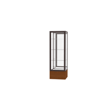 Keepsake Carmel Oak Floor Display Case w/ Mirror back and Dark Bronze Aluminum Frame, 72"H x 24"W x 24"D - Click to enlarge