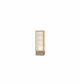 Keepsake Driftwood Oak Floor Display Case w/ Plaque Fabric back and Champagne Aluminum Frame, 72"H x 24"W x 24"D