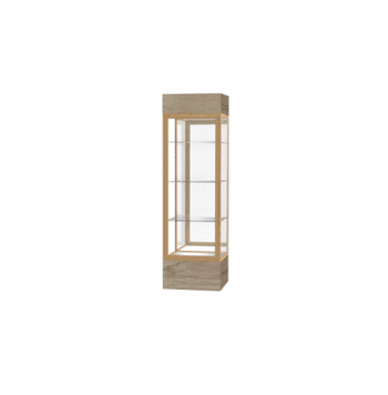 Keepsake Driftwood Oak Lighted Display Case w/ Mirror back and Champagne Aluminum Frame, 80"H x 24"W x 24"D - Click to enlarge