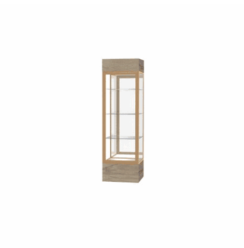 Keepsake Driftwood Oak Lighted Display Case w/ Mirror back and Champagne Aluminum Frame, 80"H x 24"W x 24"D - Click to enlarge