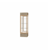 Keepsake Driftwood Oak Lighted Display Case w/ Mirror back and Champagne Aluminum Frame, 80"H x 24"W x 24"D