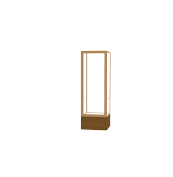 Keepsake Light Oak Vinyl Floor Display Case w/ Clear Glass back and Champagne Aluminum Frame, 72"H x 24"W x 24"D - Click to enlarge