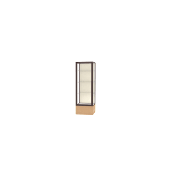 Keepsake Natural Oak Floor Display Case w/ Plaque Fabric back and Dark Bronze Aluminum Frame, 72"H x 24"W x 24"D - Click to enlarge