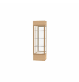 Keepsake Natural Oak Lighted Display Case w/ Mirror back and Champagne Aluminum Frame, 80"H x 24"W x 24"D