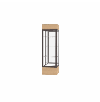 Keepsake Natural Oak Lighted Display Case w/ Mirror back and Dark Bronze Aluminum Frame, 80"H x 24"W x 24"D - Click to enlarge