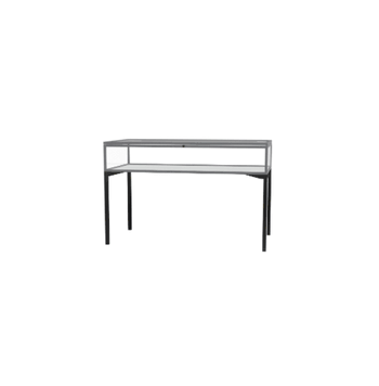 Keepsake Tabletop Display Case, w/ Hinged Top Door and Satin Natural Aluminum Frame, 10"H x 60"W x 30"D, Total Height 38"H - Click to enlarge
