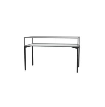 Keepsake Tabletop Display Case, w/ Sliding Rear Door and Satin Natural Aluminum Frame, 10"H x 60"W x 30"D, Total Height 38"H - Click to enlarge