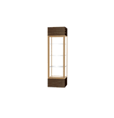 Keepsake Walnut Vinyl Lighted Display Case w/ Clear Glass back and Champagne Aluminum Frame, 80"H x 24"W x 24"D