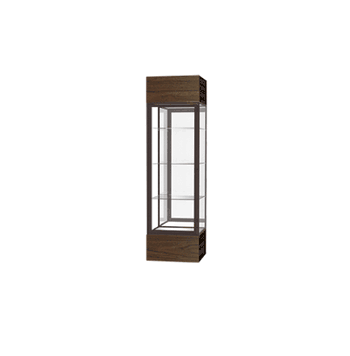Keepsake Walnut Vinyl Lighted Display Case w/ Mirror back and Dark Bronze Aluminum Frame, 80"H x 24"W x 24"D - Click to enlarge
